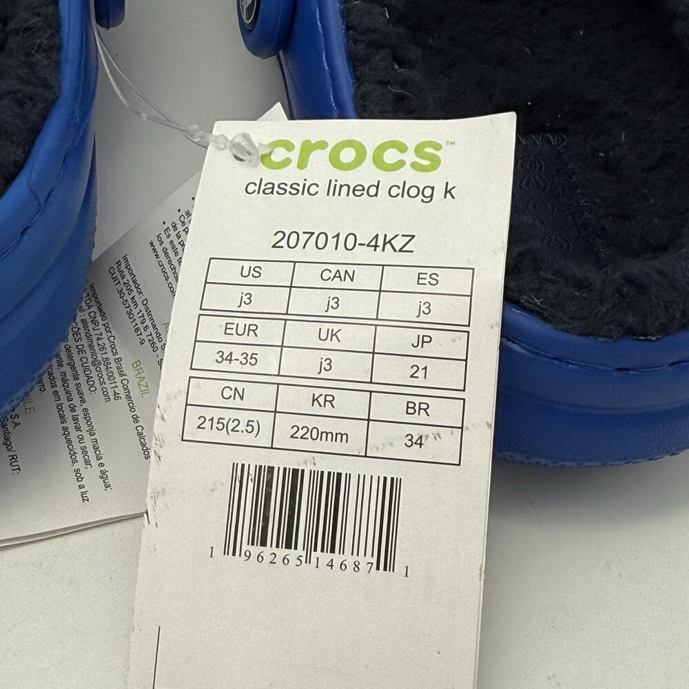 NEW Crocs Classic Clog Fleece Lined Blue Bolt Crocs Size Kids J3 Youth Size 3 - Picture 4 of 8